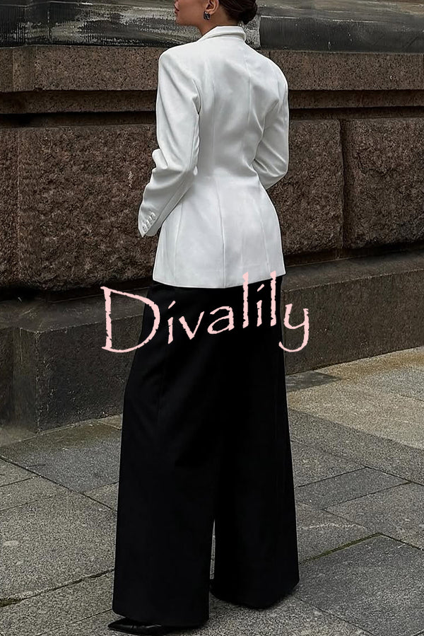 Solid Color Lapel Long Sleeve Casual Button Blazer