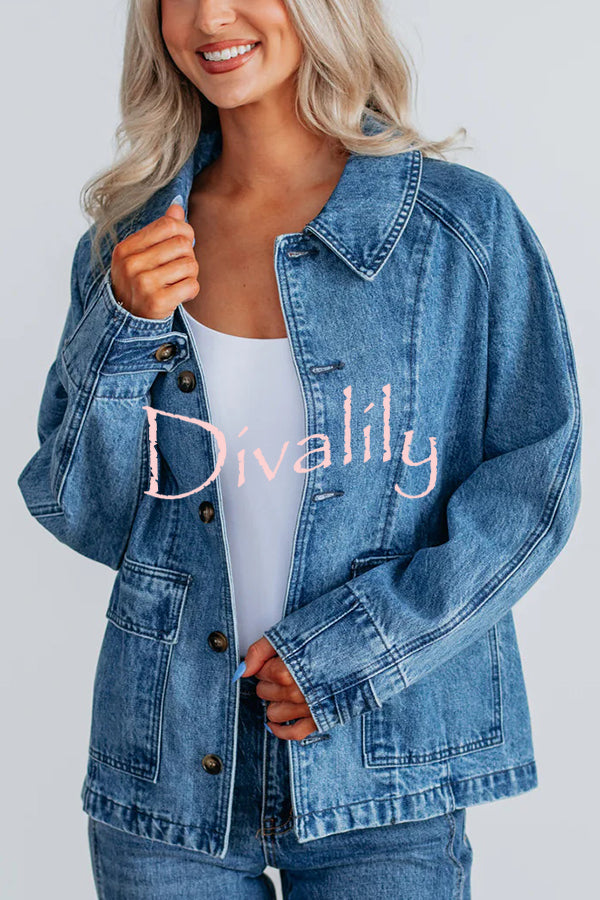 Stylish Single-breasted Casual Pocket Denim Jacket