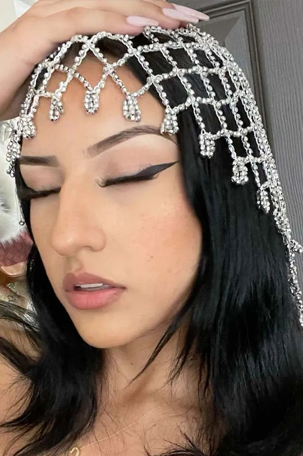 Fashionable Mesh Diamond Tassel Hair Accessory