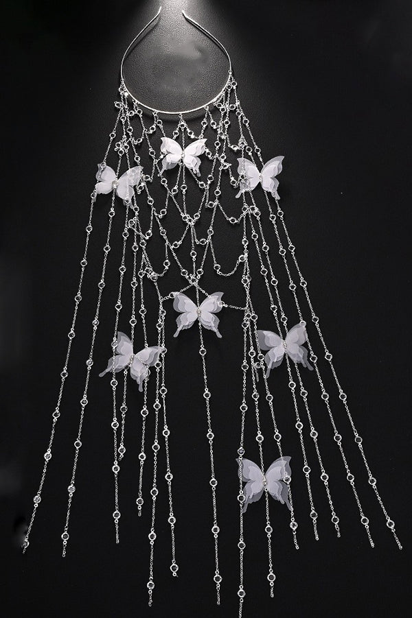 Elegant Butterfly Rhinestone Tassel Headband