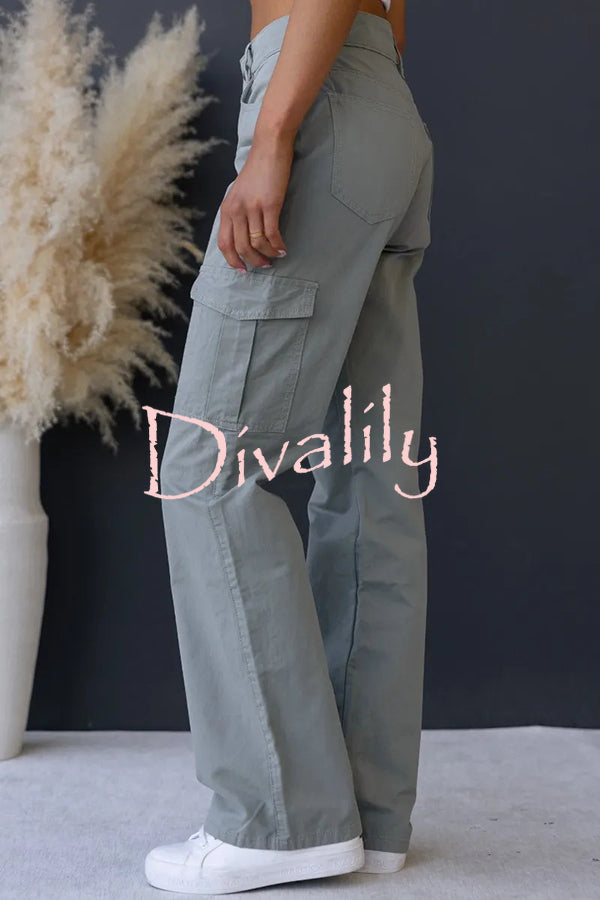 Bowie Mid-rise Draped Pocket Cargo Straight Pants