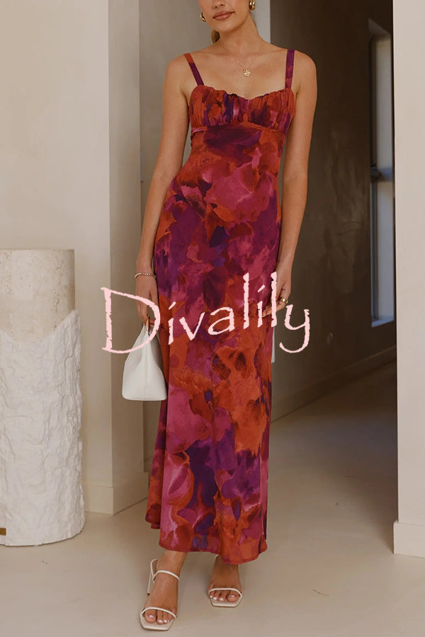 Fashion Tie-dye Backless Suspender Holiday Maxi Dress