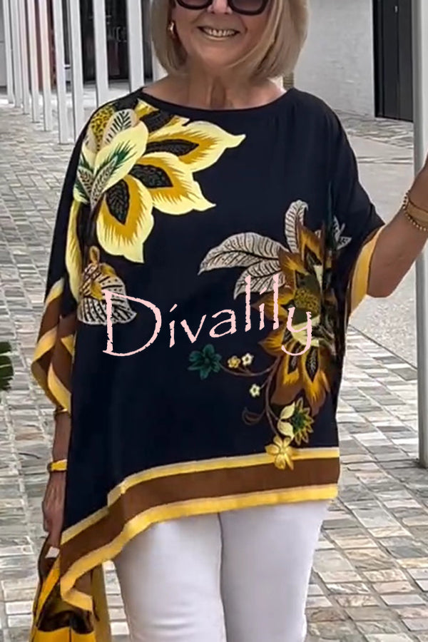 Unique Printed Casual Half Sleeve Loose Top