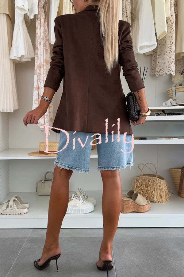 Fashion Denim Pocket Frayed Bermuda Shorts