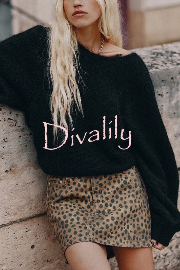 Chunky Season Knit Mohair-blend Long Sleeve Open Back Knot Design Loose Sweater