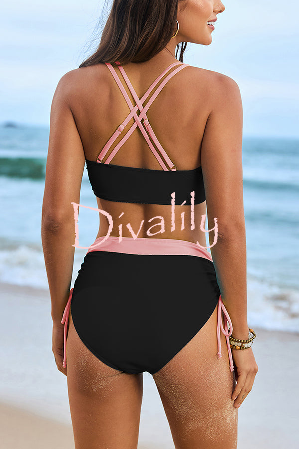 Fashionable High Waist Stretch Bikini Swimsuit