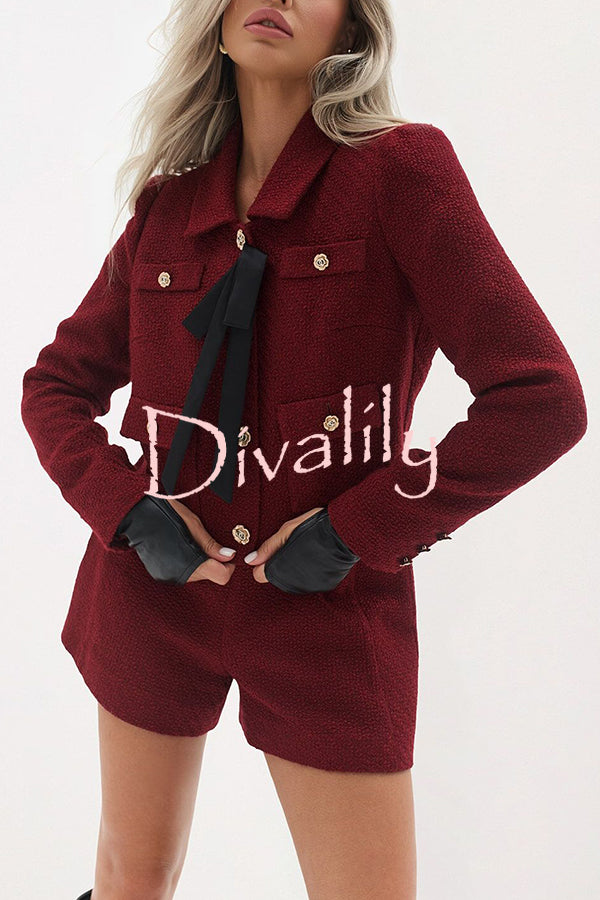 Sweet Dreams Tweed High Rise Pocket Wide Leg Mini Shorts