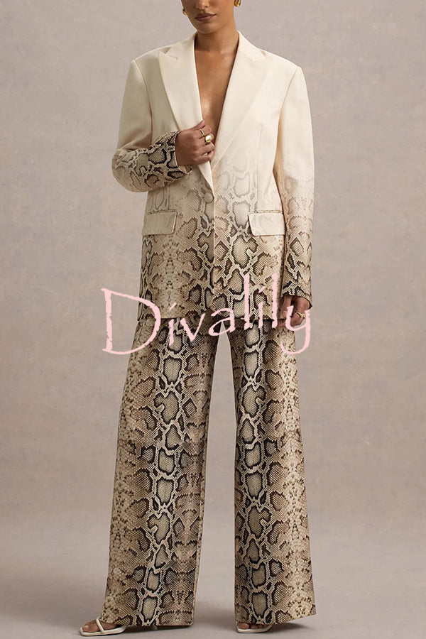 Hurley Ombre Snake Print Elastic Waist Pocketed Wide Leg Pants
