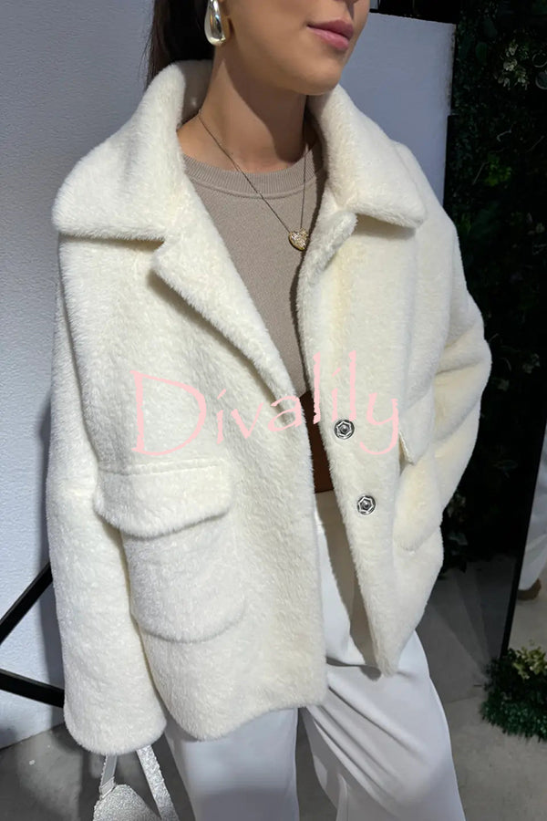 Fashion Lapel Long Sleeve Loose Furry Coat