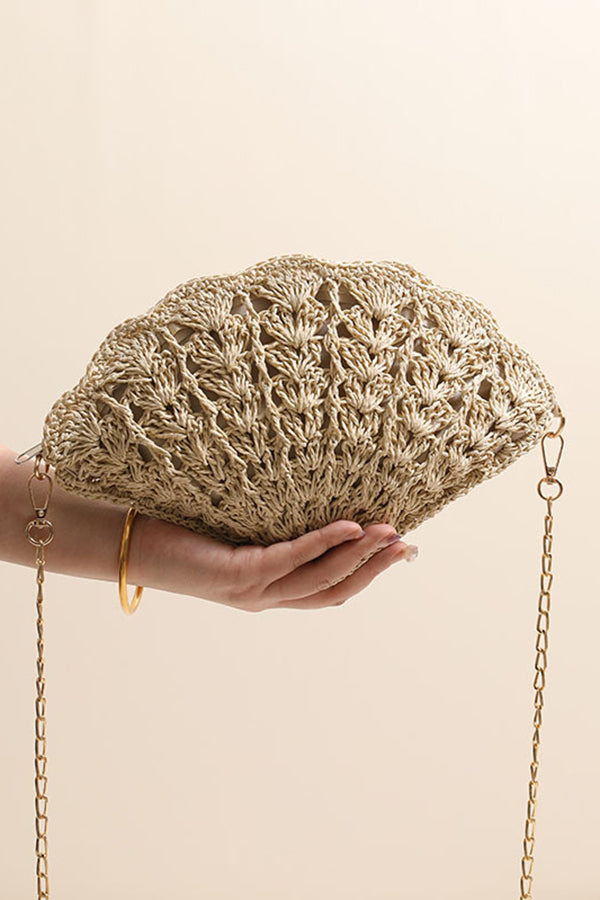Fairy Shell Hollowed-Out Crossbody Straw Bag