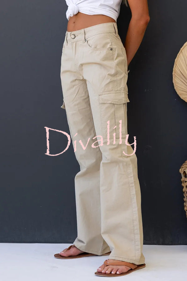 Bowie Mid-rise Draped Pocket Cargo Straight Pants