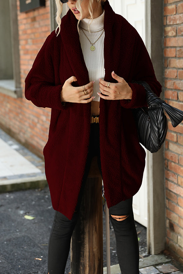 Solid Color Double-faced Velvet Casual Loose Long Coat