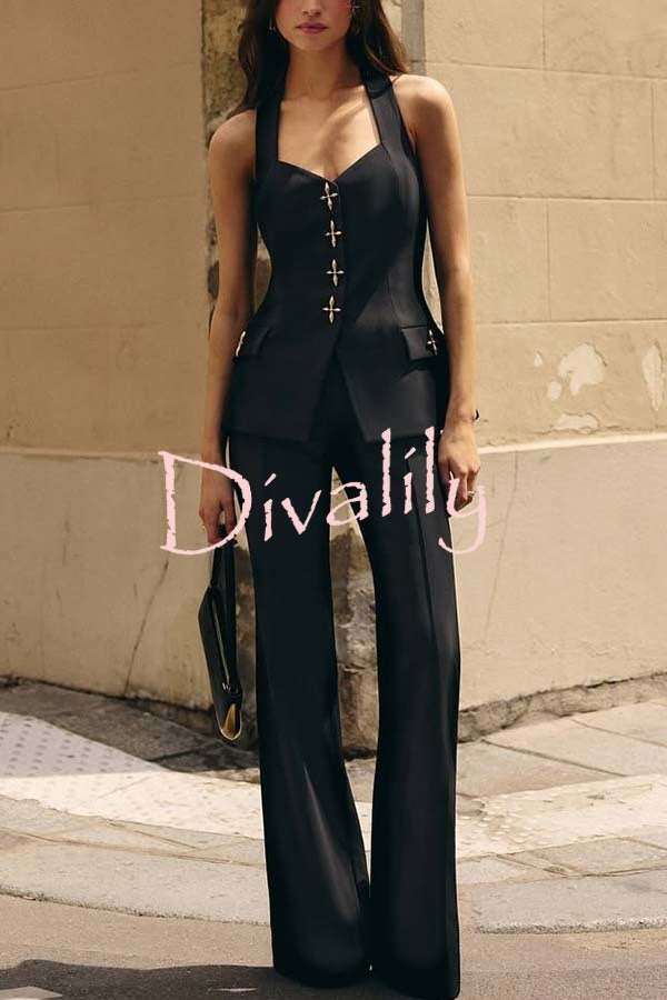 Women Power High Rise Side Zipper Flare Slim Fit Pants