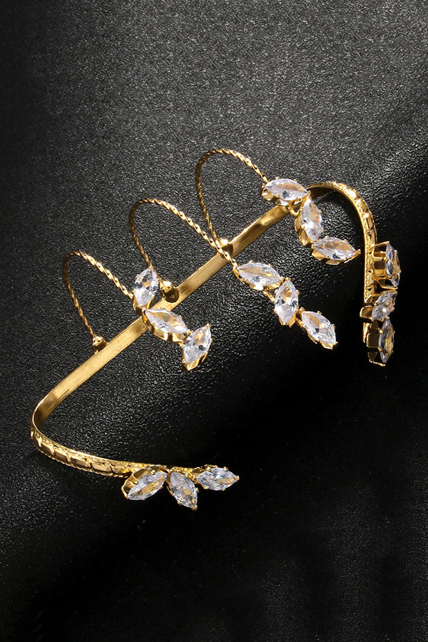 Leaf Shaped Zirconia Adjustable Bracelet