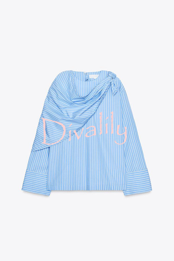 Meliora Striped Multi Position Scarf Long Sleeve H-line Shirt