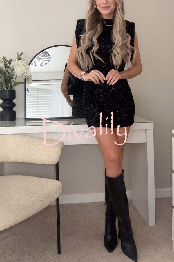 Adorable Sexy Vibes Sequin Wide Sleeve Mini Dress