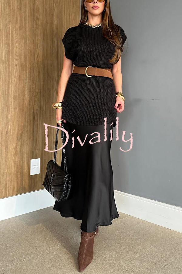 Solid Color Loose Sleeveless Casual Knitted Vest