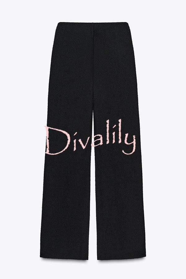 Fashion Contrast Color Stretch High Waist Casual Straight Pants
