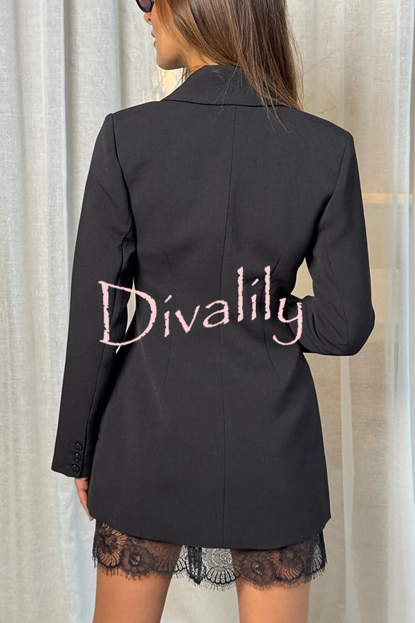 Pure and Beautiful Double-breasted Long Sleeve Lapel Blazer Mini Dress