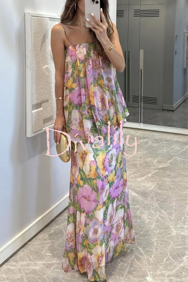 Floral Print Off-the-shoulder Irregular Loose Maxi Dress