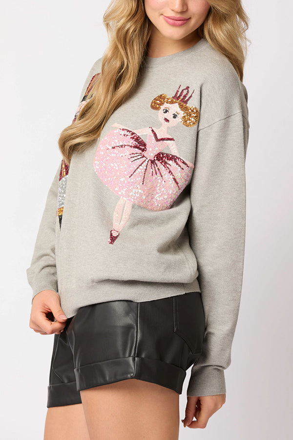 Christmas Soldier Sequined Fashion Casual Sweatshirt