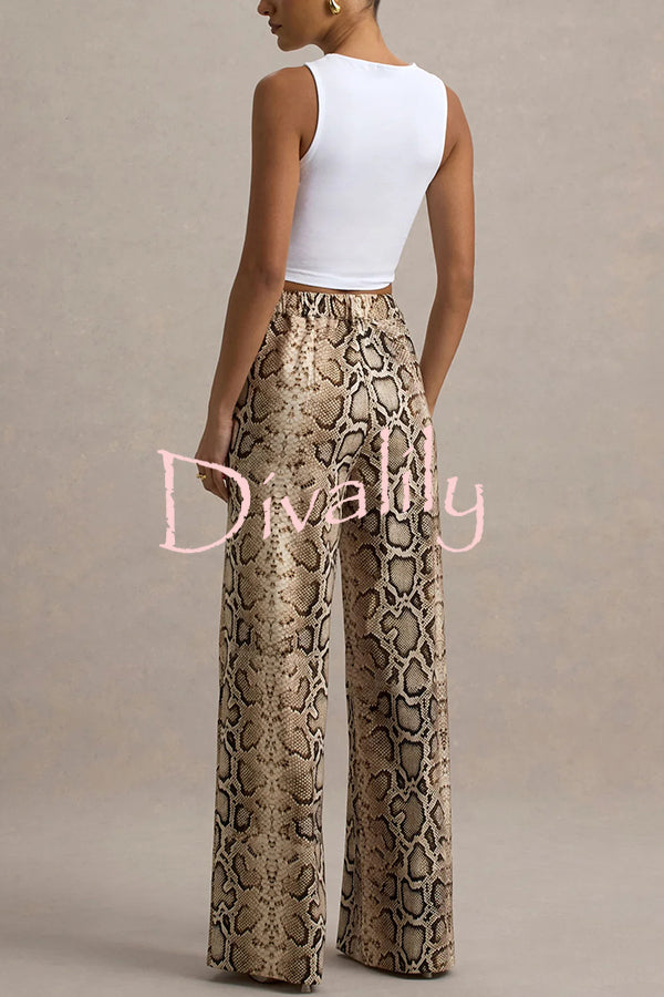 Hurley Ombre Snake Print Elastic Waist Pocketed Wide Leg Pants