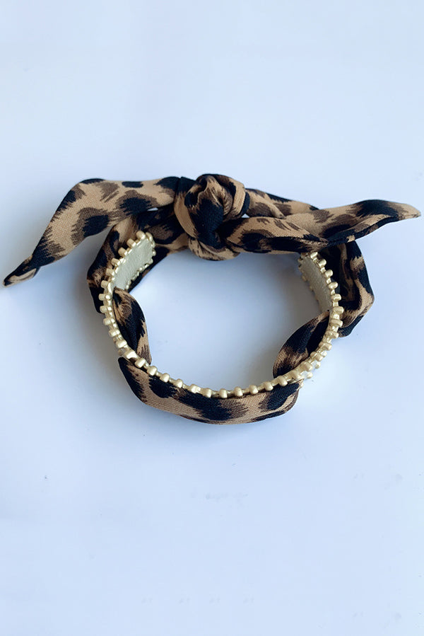 Matte Open Bracelet with Vintage Scarf