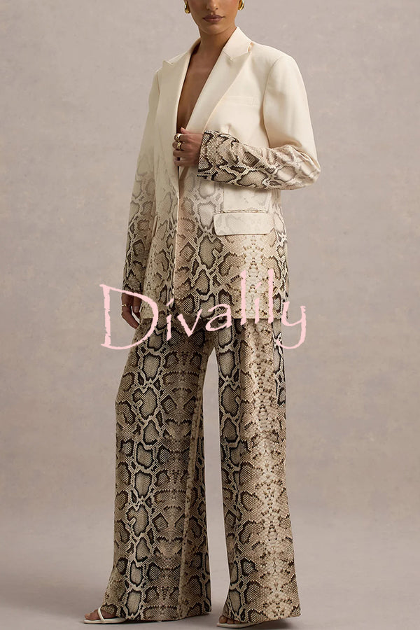 Hurley Ombre Snake Print Elastic Waist Pocketed Wide Leg Pants
