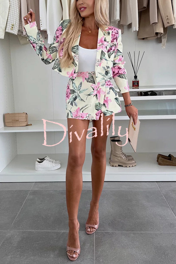 Picture Perfect Botanical Floral Print Wrap Mini Skort