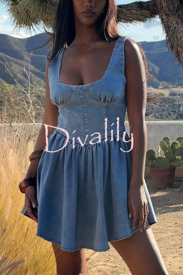 Fashion Slim-fit Stretch-strap Denim Mini Dress
