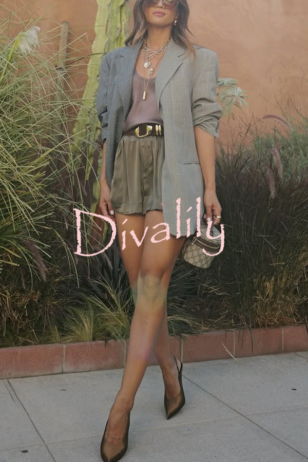 Ready for Fall Plaid Contrast Color Long Sleeve Pocket Lapel Boyfriend Blazer