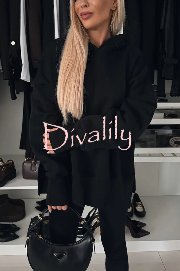 Fashion Loose Casual Hooded Long Sleeve Sweatshirt and Elastic Waist Leggings Set