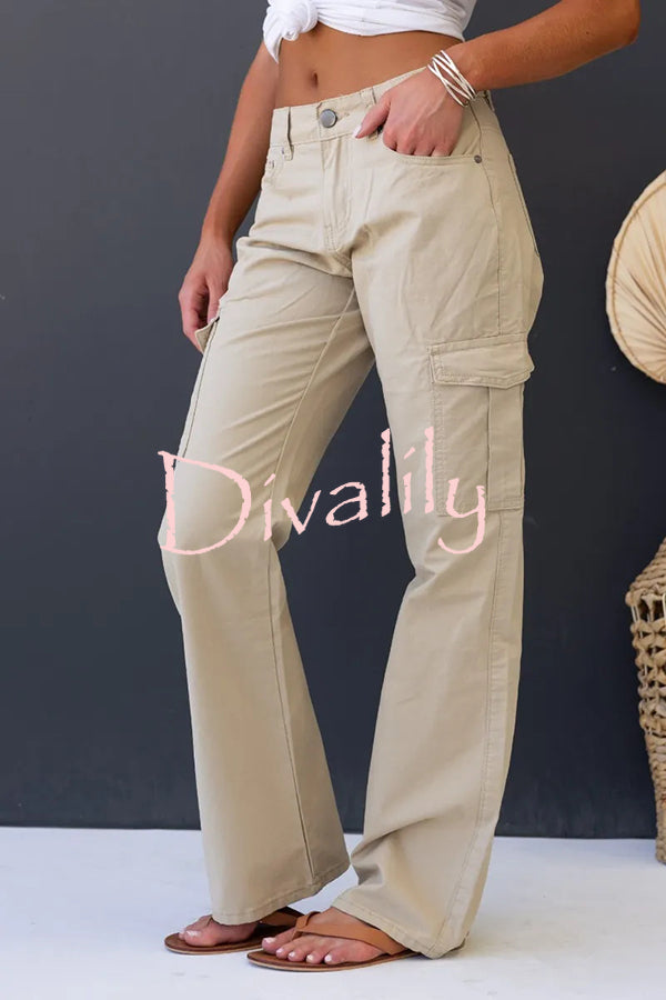 Bowie Mid-rise Draped Pocket Cargo Straight Pants