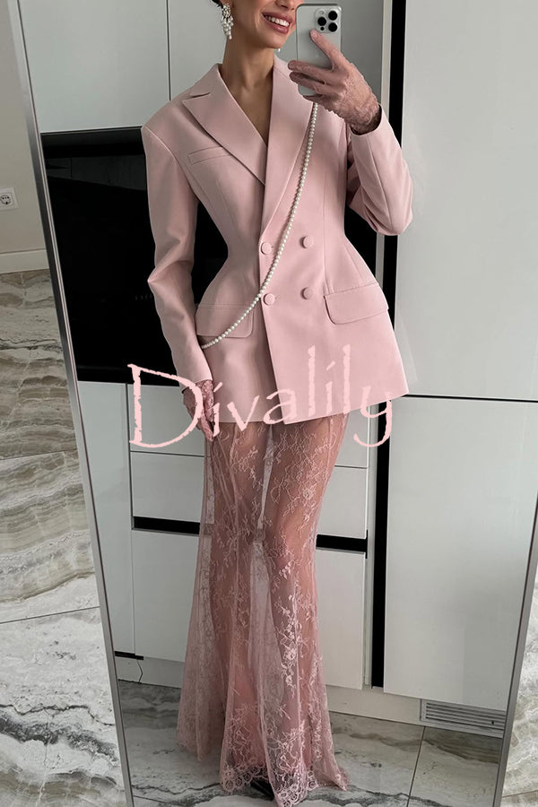 Elegant Lace See-through Fishtail Maxi Skirt