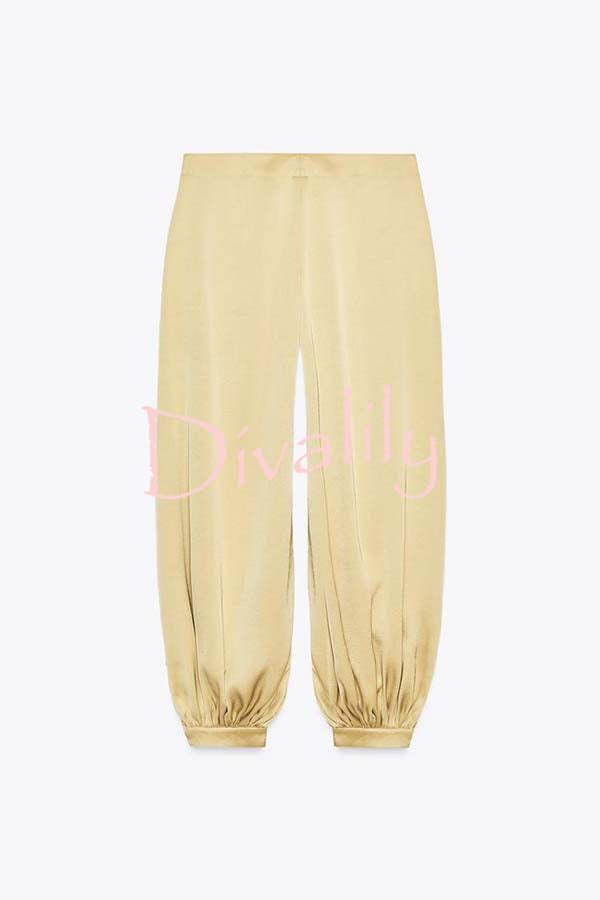 City Phantom Satin High Rise Pocket Aladdin Bloomers Pants