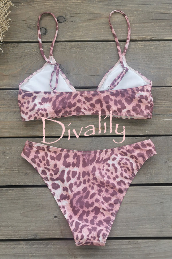 Leopard Print Sexy Stretch Two-piece Bikini Swimsuit