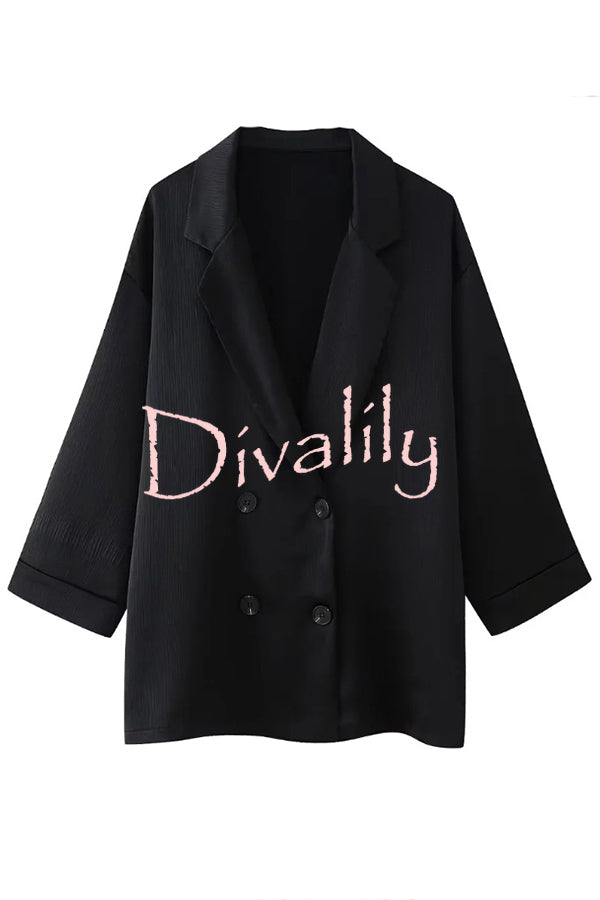 Fashionable Wrinkled Lapel Long-sleeved Loose Blazer