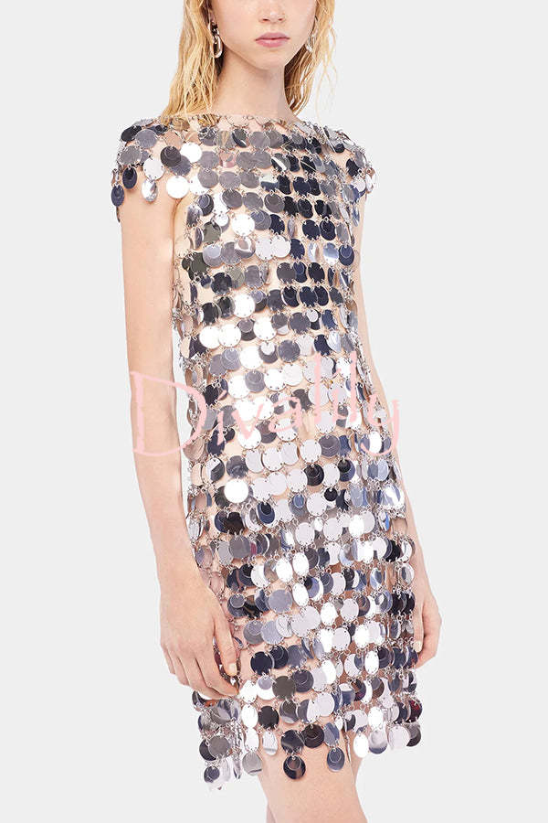 Sexy Sparkly Sequined Cutout Mini Dress