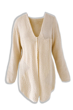 Solid Color Loose Long-sleeved Knitted Mid-length Cardigan