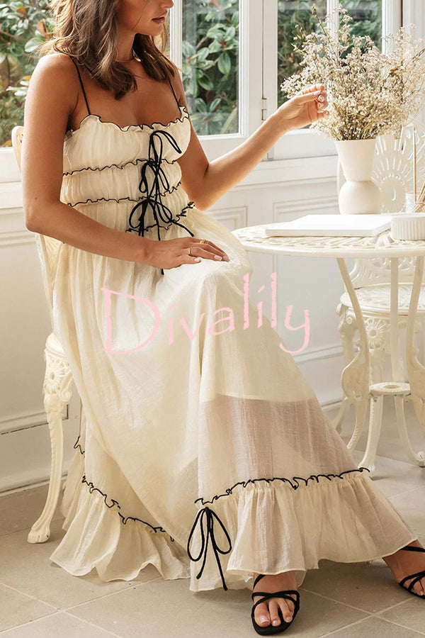 Beautiful Strappy Pleated Paneled Strap Maxi Dress