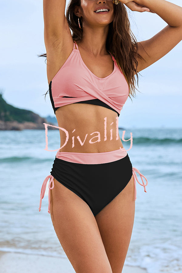 Fashionable High Waist Stretch Bikini Swimsuit