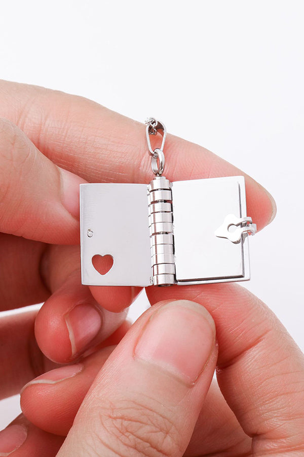 Fashionable Opening and Book Letter Heart Couple Necklace