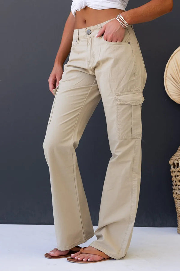 Bowie Mid-rise Draped Pocket Cargo Straight Pants