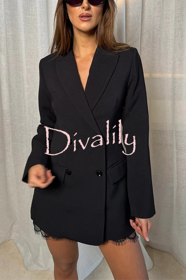 Pure and Beautiful Double-breasted Long Sleeve Lapel Blazer Mini Dress