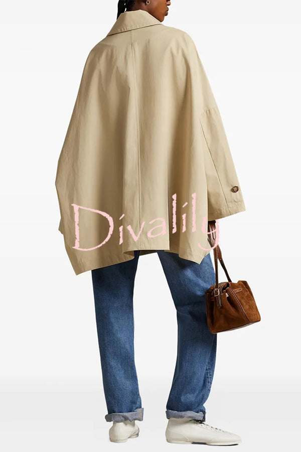 Timeless Fashion Button-breasted Wide Sleeve Pocket Twill A-line Jacket