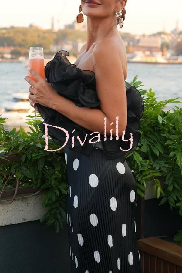 Eye-catching Organza Multi-layer Petal Ruffles Details Strapless Tank