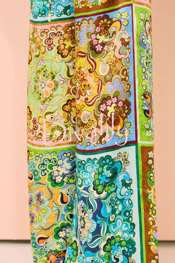 Joselyn Paisley Colorblock Unique Print Elastic Waist Pocket Pants Set