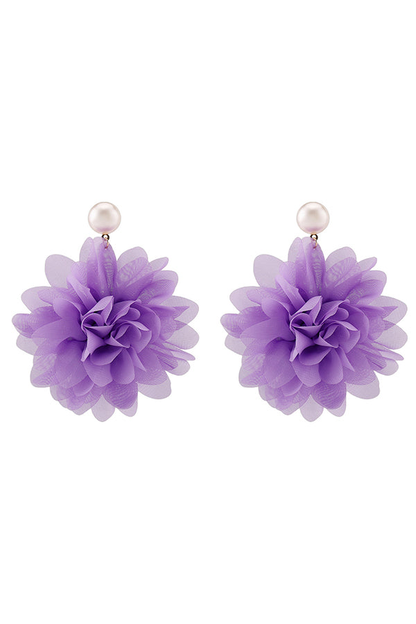 Fashion Holiday Fabric Floral Pearl Earrings