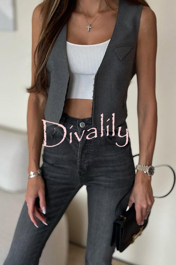 Catch The Chic V-neck Waisted Crop Vest Top