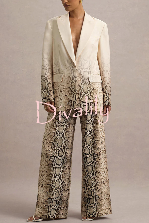 Hurley Ombre Snake Print Elastic Waist Pocketed Wide Leg Pants